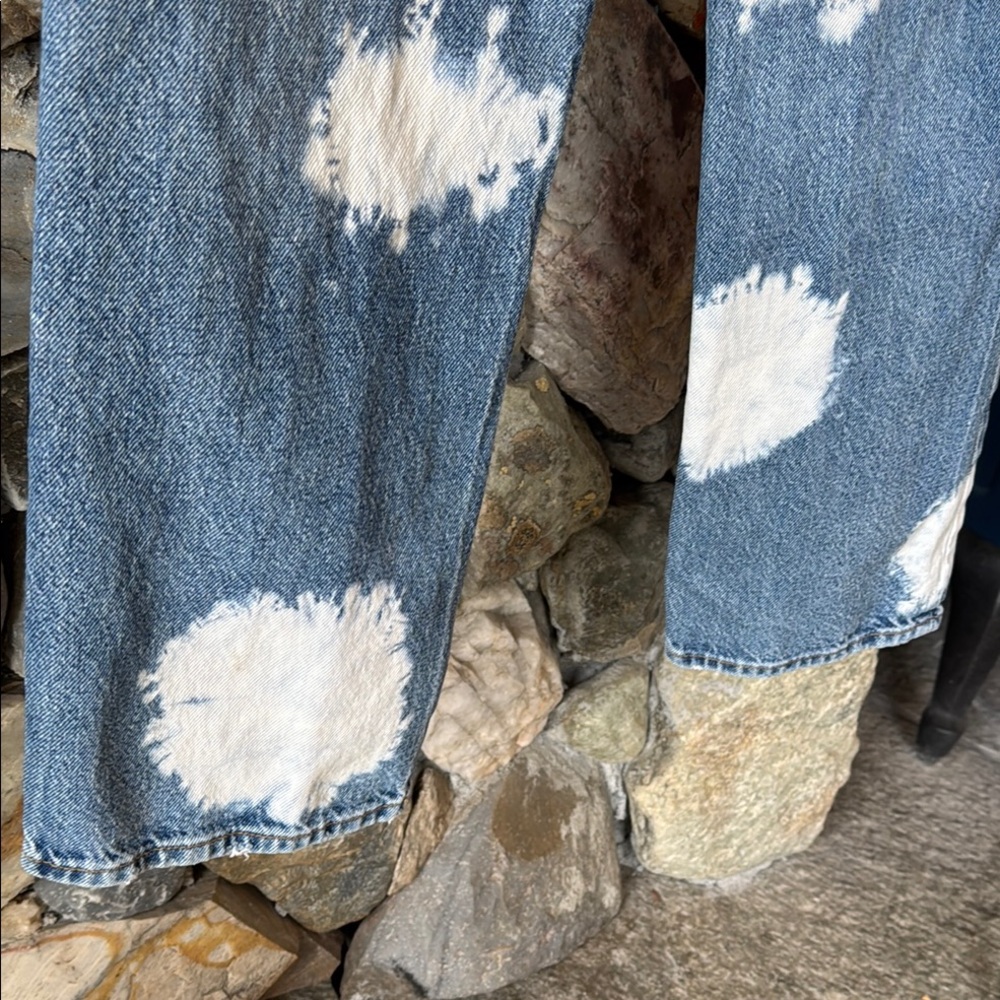 PacSun Blue & White Straight Leg Tie Dye Jeans Women’s size 24 - Picture 4 of 13